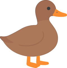 Flat Style Cartoon Duck Illustration with Simple Shapes Animal Icon