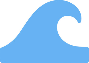Simple Flat Blue Ocean Wave Graphic Element on White Background