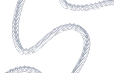 Close-up abstract wavy ribbed tube on a white background