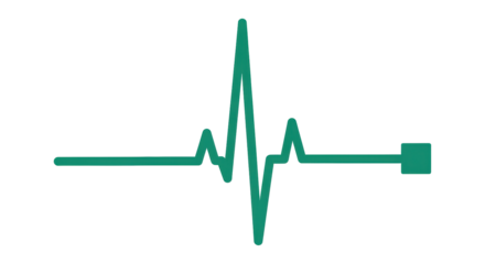 Isolated heartbeat medical symbol for healthcare monitoring with flat line finish effect