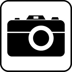 Modern, minimalist camera icon symbolizing photography, creativity, and visual storytelling