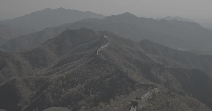 Majestic Mountains: Aerial View of the Great Wall