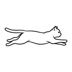 Swift Cat Silhouette: A sleek and dynamic outline of a cat in full stride, showcasing effortless movement and agility. A simple yet elegant representation of feline grace.