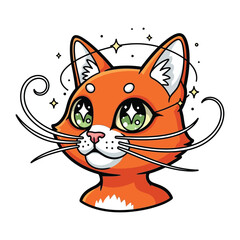 Whimsical Cat: A captivating cartoon cat radiates an aura of charm with its playful expressions and bright-eyed gaze.