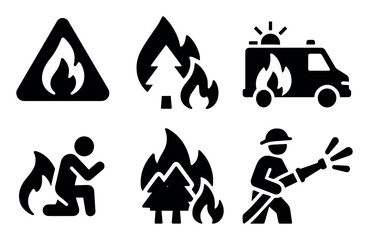 Obraz premium Forest Fire Icon Set