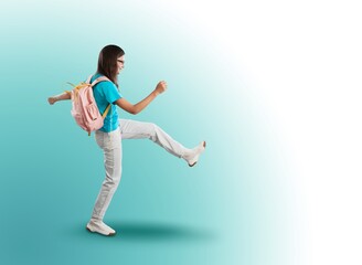 Happy cheerful university student in casual clothes