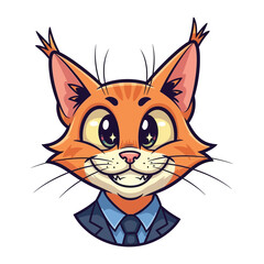Cat in Business Suit: This engaging illustration depicts a charming cat in a professional suit, conveying intelligence and a friendly demeanor.
