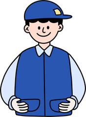 택배 박스 배달 트럭 기사 캐릭터 라인드로잉(delivery box person character line drawing)