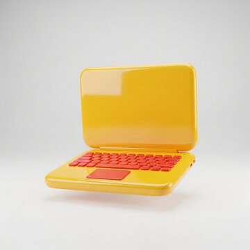 3D Glossy Icon Yellow Red Laptop JPG