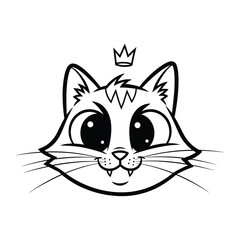 Obraz premium Royal Feline Portrait: A charming cartoon illustration of a cat wearing a crown, exuding confidence and playfulness. Perfect for design and playful projects.