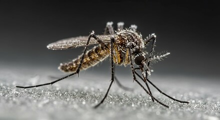 Fototapeta premium Detailed close-up of a mosquito, showcasing its intricate body and features.