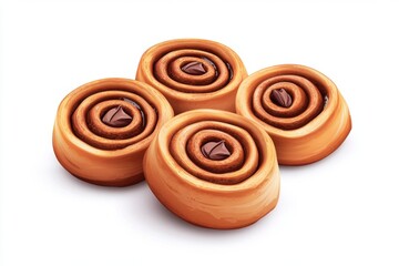 Fototapeta premium Delicious cinnamon rolls with melted chocolate drizzled inside, perfect for dessert or breakfast.