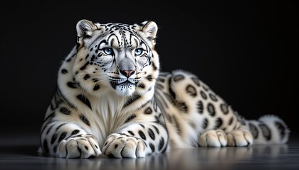 Fototapeta premium Beautiful Snow Leopard with Blue Eyes