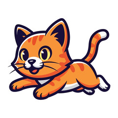 Playful Feline Illustration: A vibrant illustration of a happy, animated kitten, full of energy, joyfully bounding with a whimsical design.