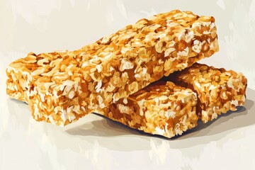 A trio of delicious granola bars stacked together, showcasing a rich, golden-brown color and a chewy texture.