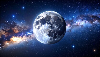 Obraz premium Cosmic Moon and Nebula.