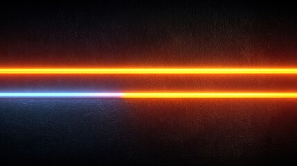 Obraz premium Glowing parallel lines, orange and blue, on dark background