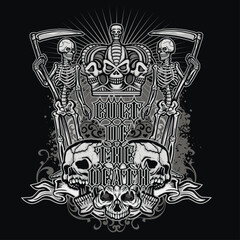 gothic sign with skull, grunge vintage design t shirts