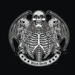 gothic sign with skull, grunge vintage design t shirts