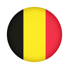 Fototapeta premium Belgium flag round. 3d illustration round button flag of Belgium transparation png