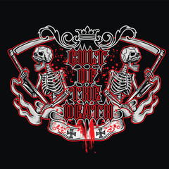 gothic sign with skull, grunge vintage design t shirts