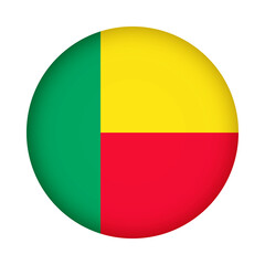 Fototapeta premium Benin flag round. 3d illustration round button flag of Benin transparation png