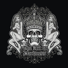gothic sign with skull, grunge vintage design t shirts