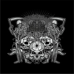 gothic sign with skull, grunge vintage design t shirts