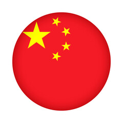 China flag round. 3d illustration round button flag of china prc transparation png