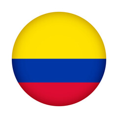 Colombia flag round. 3d illustration round button flag of Colombia transparation png