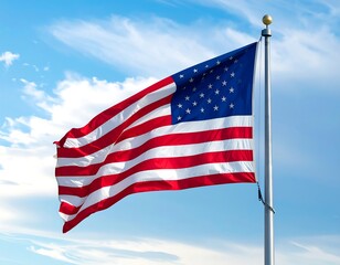 American flag waving in a clear blue sky (1)