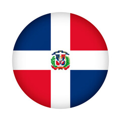 Fototapeta premium Dominican Republic flag round. 3d illustration round button flag of Dominican Republic transparation png