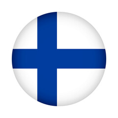 Obraz premium Finland flag round. 3d illustration round button flag of Finland transparation png