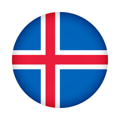 Fototapeta premium Iceland flag round. 3d illustration round button flag of Iceland transparation png