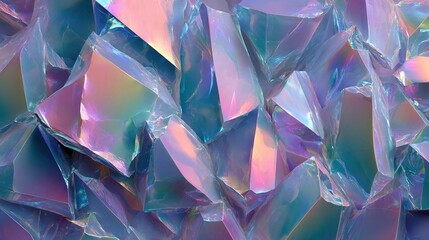 Iridescent, shattered crystal fragments