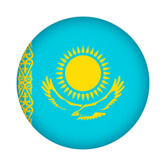 Kazakhstan flag round. 3d illustration round button flag of Kazakhstan transparation png
