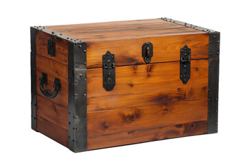 Wooden Storage Trunk on white background