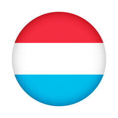 Luxembourg flag round. 3d illustration round button flag of Luxembourg transparation png