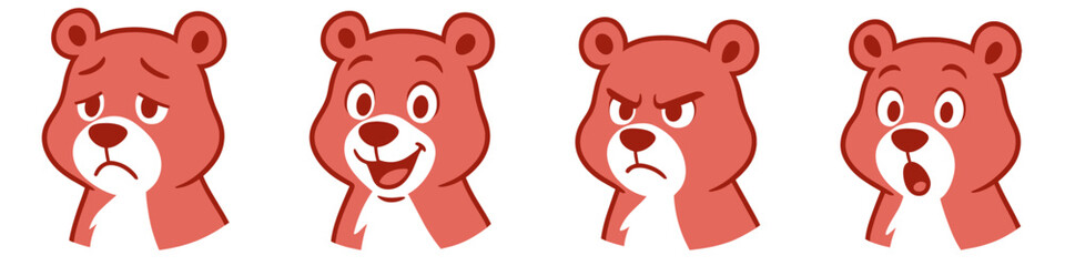 Bear Faces - Cartoon Animal Expressions Set