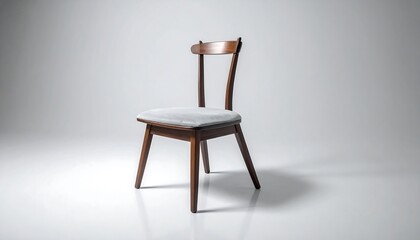 Modern wooden chair, light gray seat