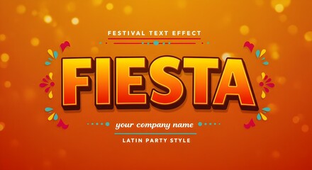 Bold Fiesta 3D Text Effect Template for Latin Party or Festival Style Design