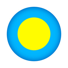 Palau flag round. 3d illustration round button flag of palau transparation png