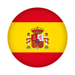 Spain flag round. 3d illustration round button flag of Spain transparation png