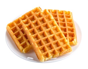 Three golden waffles on a plate
