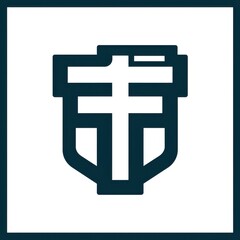 Fototapeta premium A modern shield emblem featuring a stylized cross design, conveying strength and faith.