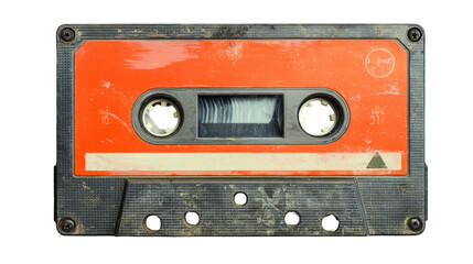 Fototapeta premium Vintage orange audio cassette tape. Grungy, aged look