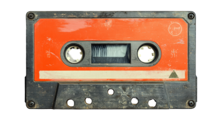 Vintage orange audio cassette tape.  Grungy, aged look
