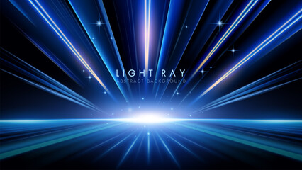Dynamic abstract light rays and a glowing line on a dark background. Futuristic speed concept.