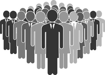 Large Grayscale Group of Professional Business People