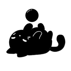 Cute Black Kitten Cartoon PNG with Transparan Background 